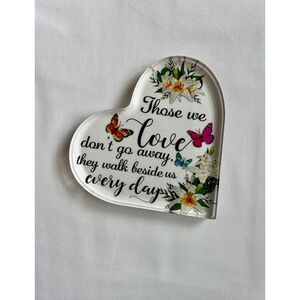 Memorial Quote Decor, Acrylic Heart Love & Butterfly Beautiful Quote, Shelf Deco
